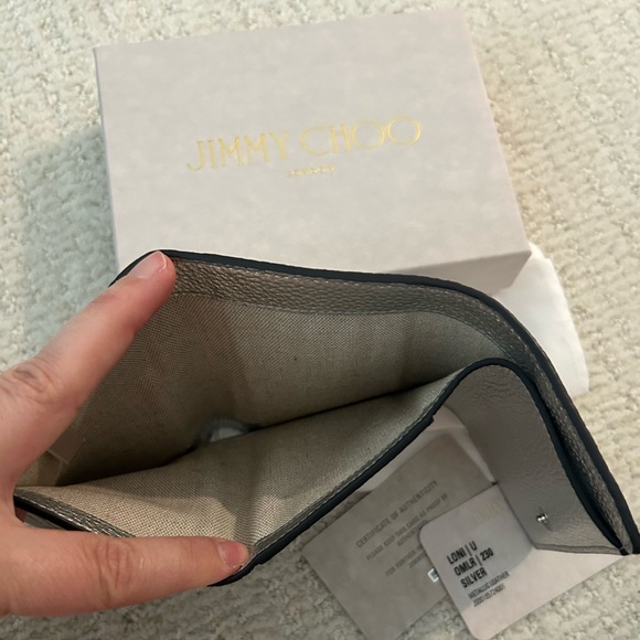 Jimmy Choo Loni Wallet Metallic Silver Leather NEW - Picture 5 of 6